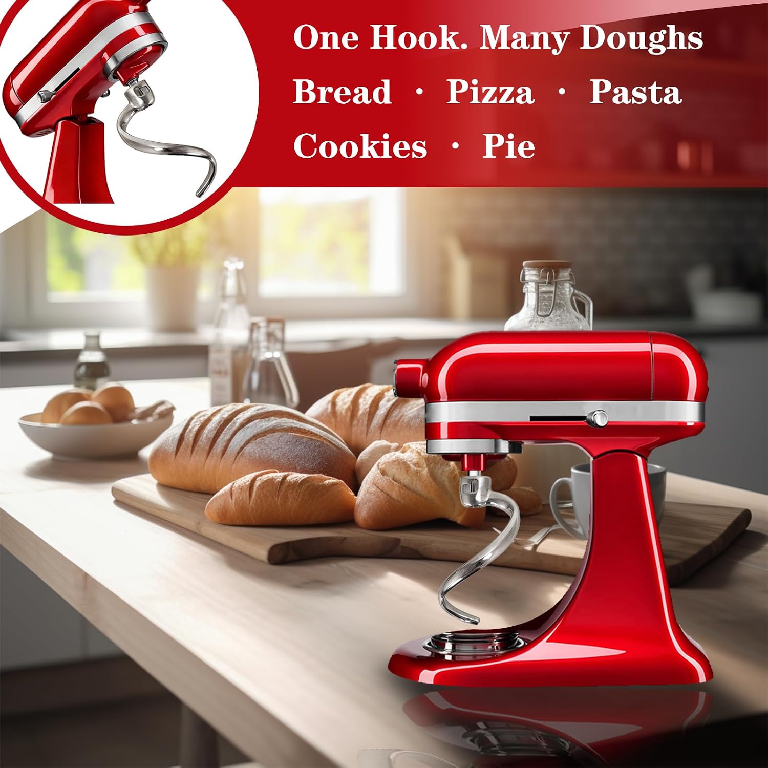 Kitchenaid Mixer Hand Mixer - Hak do ciasta ze stali nierdzewnej