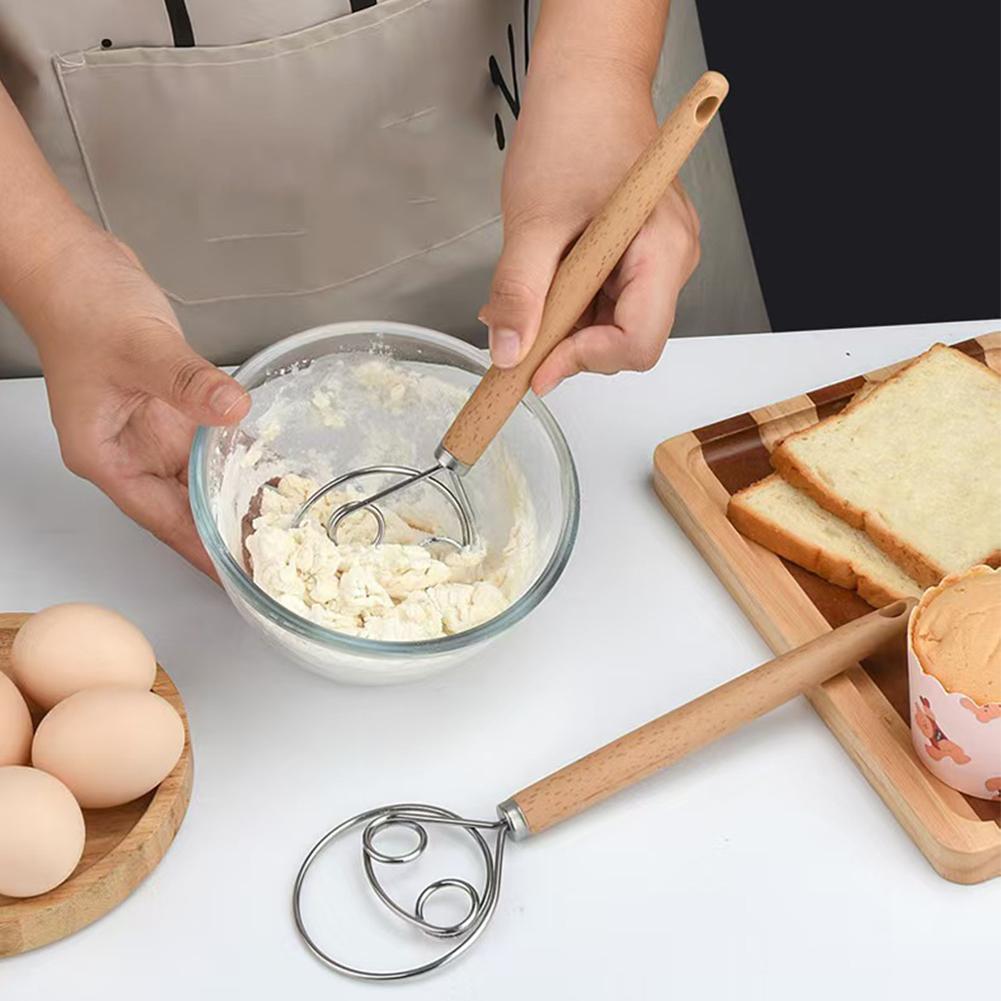 Danish Pancake Pan - Mieszadło do ciasta z dębową rączką,